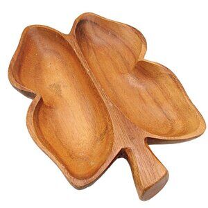 Dolphin Monkey Pod Leaf Tray from Philippines Divided Leaf Party Nuts Dish Candy